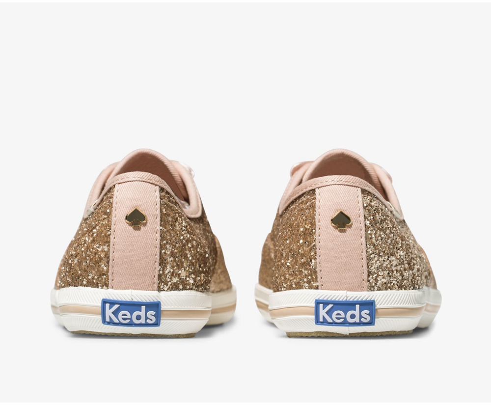 Womens Keds Sneakers - Kate Spade new york Champion Glitter - Rose Gold - 8620-TYULQ